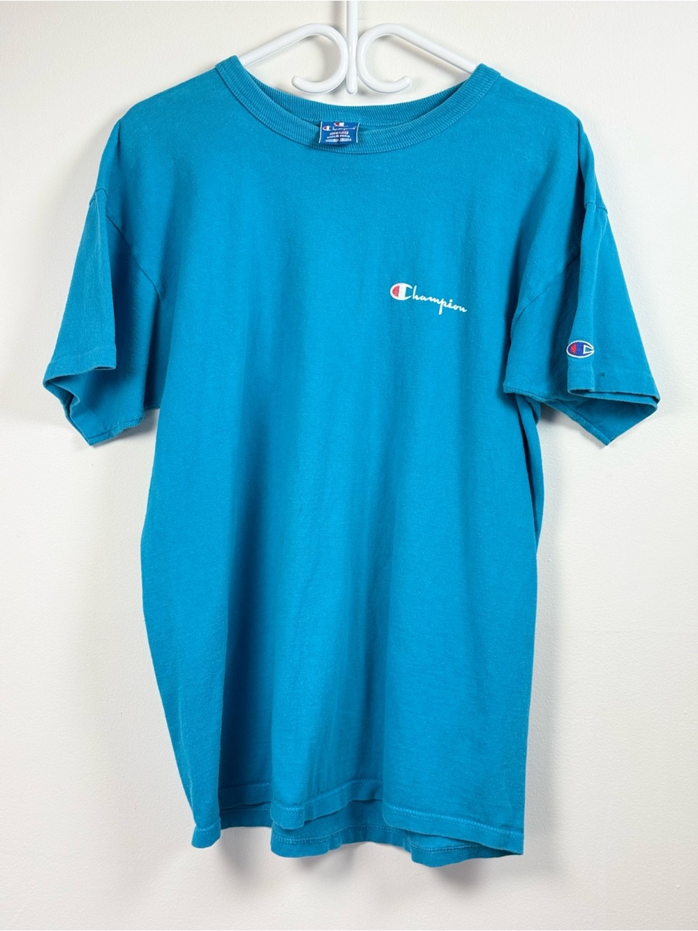 Vintage 90s Champion made in usa T-shirt teal color size XL